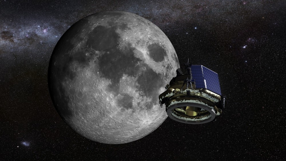 A computer rendering of the MX-1 probe on the way to the Moon. Image courtesy of Moon Express