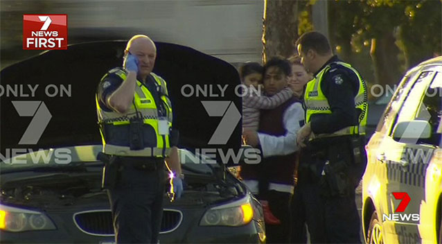 A five-year-old girl has been reunited with her distraught father following a carjacking at a home in Melbourne's west