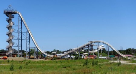 A general view of the Verruckt waterslide at the Schlitterbahn Waterpark in Kansas City Kansas