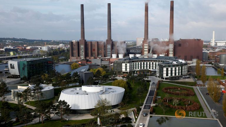 A general view shows the Volkswagen production site in Wolfsburg Germany