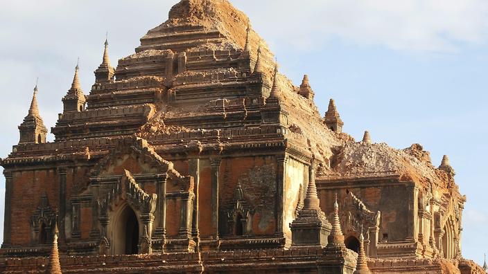 A general view shows the damage at the Sulamani temple in Bagan southwest of Mandalay Myanmar 25 August 2016