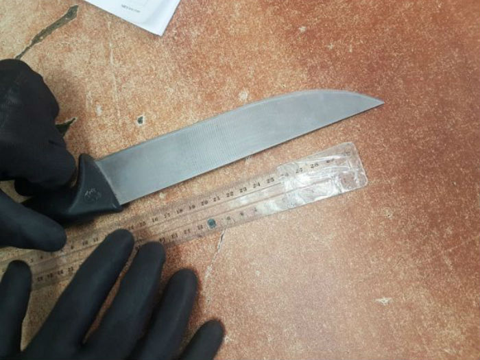 A knife carried by a Palestinian woman arrested at the Qalandiya checkpoint in the West Bank