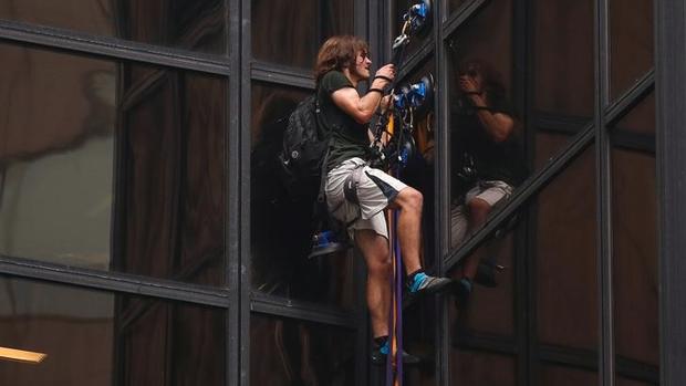 A man climbs the outside of Trump Tower in New York. REUTERS  Lucas Jackson