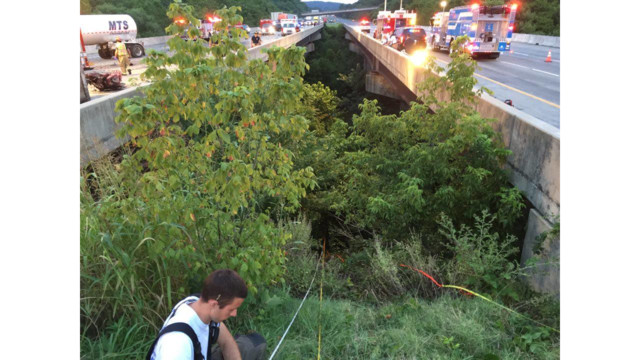 A nurse racing to help crash victims fell into the river near Frederick Md