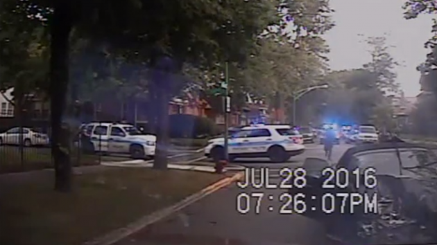 A screenshot of Chicago Police dashcam footage in the aftermath of the Paul O'Neal shooting. Independent Police Review Authority