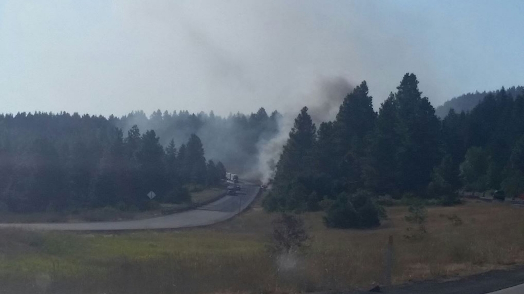 A semi tanker catches fire after a crash on Intersate 90 near Cle Elum Wash. Aug. 3 2016