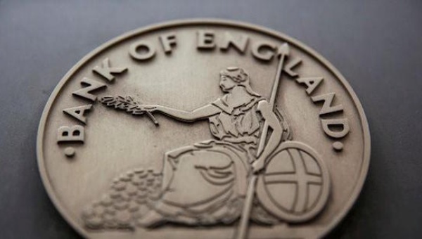 A sign is displayed outside the Bank of England in London Aug. 4 2016