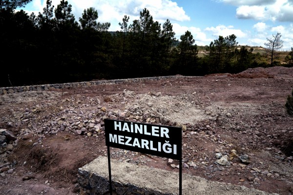 A sign reading Traitors Cemetery in an area built specifically to hold bodies of coup plotters