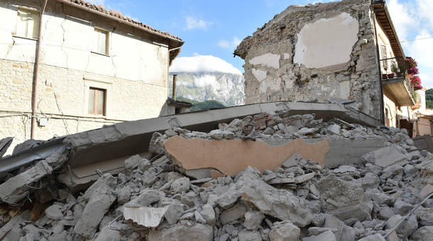 A view of buildings damaged by the earthquake on Wednesday in Arquata del Tronto Italy. 
 Marketplace staff