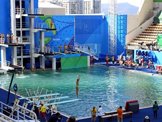 A view of the diving pool during the Rio 2016 Summer Olympic Games at Maria Lenka on Aug. 13