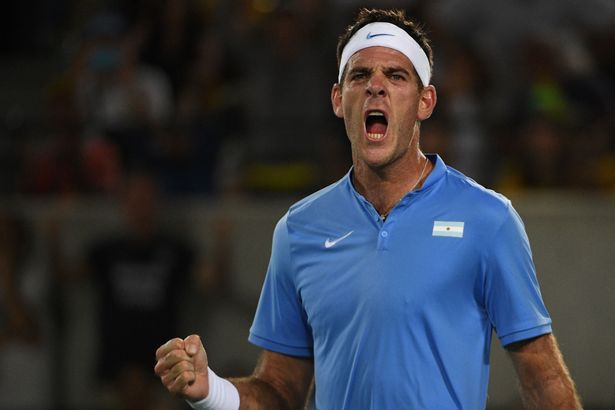 Juan Martin del Potro reacts after scoring a point