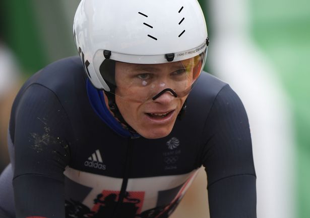 Britain's Christopher Froome reacts after finishing the Men's Individual Time Trial