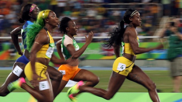 Jamaica's Elaine Thompson is a clear winner of the women's 100m track sprint title at the Rio Olympics