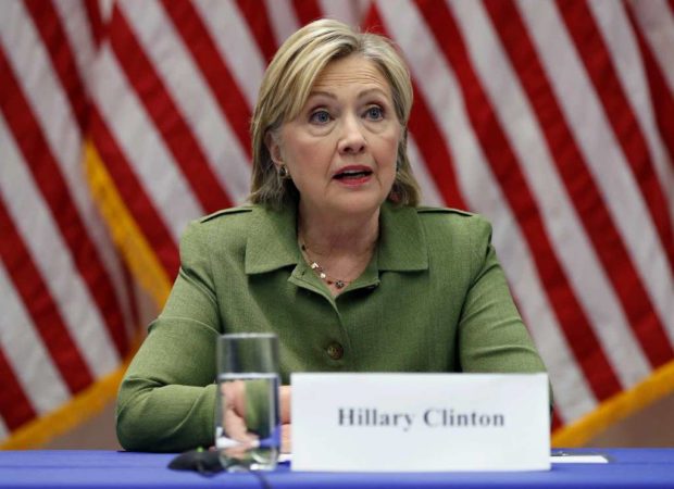 Democratic presidential candidate Hillary Clinton delivers opening remarks during a meeting with law enforcement officials at the John Jay College of Criminal Justice