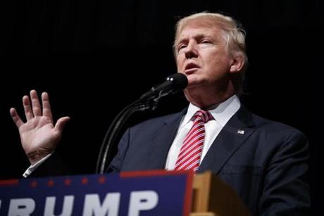 Republican presidential candidate Donald Trump speaks during a campaign rally at Briar Woods High School Tuesday Aug. 2 2016 in Ashburn Va