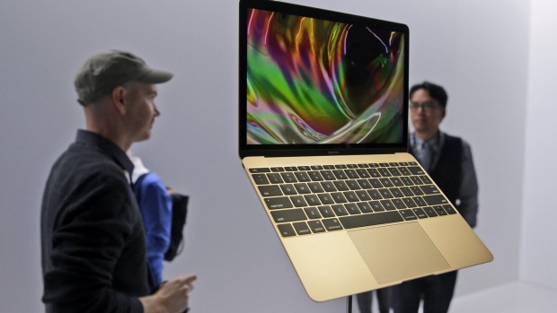 Members of the media and Apple guests get a look at the new Mac Book which was released in March 2015