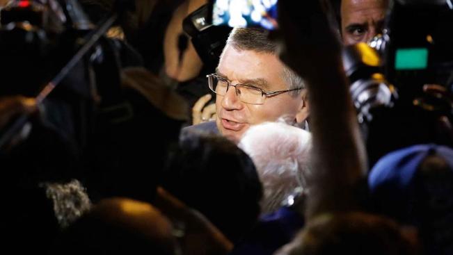 IOC President Thomas Bach speaks to the media in Rio