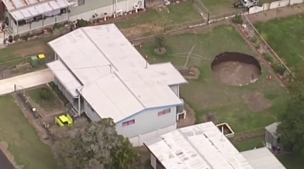 Sinkhole swallows pensioner's backyard