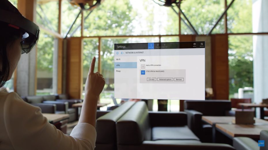 Connecting with a virtual private network through Microsoft HoloLens