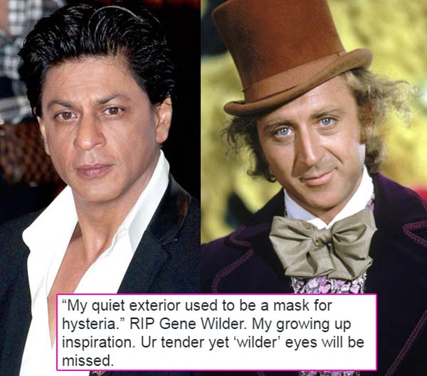 Shah Rukh Khan mourns the death of Willy Wonka and the Chocolate Factory’s Gene Wilder