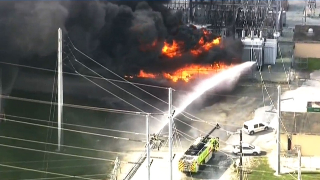 Aerial shot of the fire at the West Miami Dade FPL plant on Aug. 23 2016