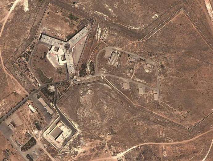 Aerial view of Saidnaya Prison near Damascus