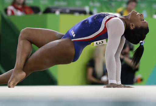 United States Simone Biles performs on the floor during the artistic gymnastics women's individual all-around final at the 2016 Summer Olympics in Rio de Janeiro Brazil Thursday Aug. 11 2016