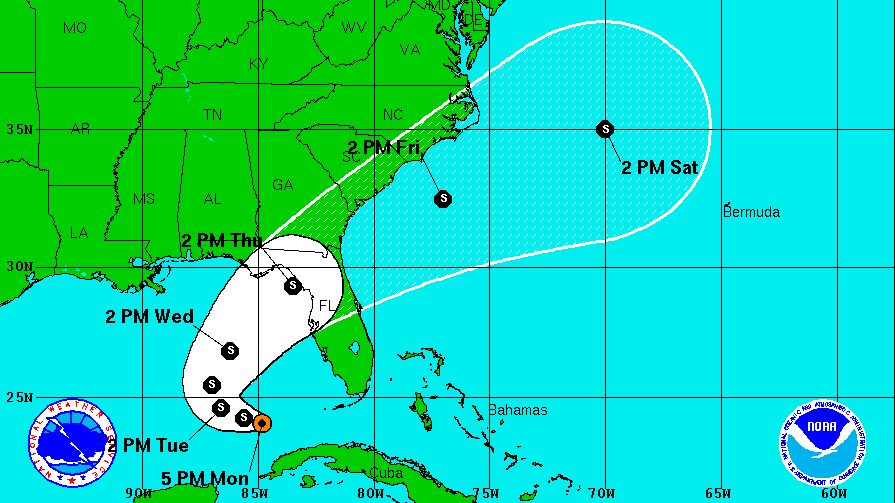 The Latest: Tropical depression headed to North Carolina