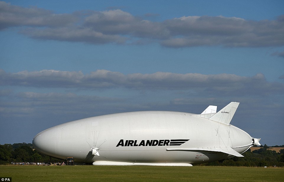 The Airlander 10- part plane part airship- was due to take off from Cardington Airfield in Bedfordshire on Sunday but a'technical issue meant they had to abort the test for safety reasons