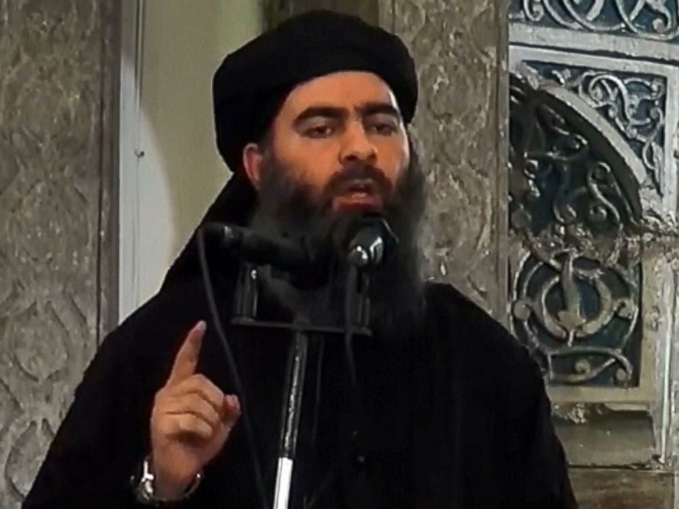 Al Furqan Media shows alleged Islamic State of Iraq and the Levant leader Abu Bakr al Baghdadi preaching during Friday prayer at a mosque in Mosul