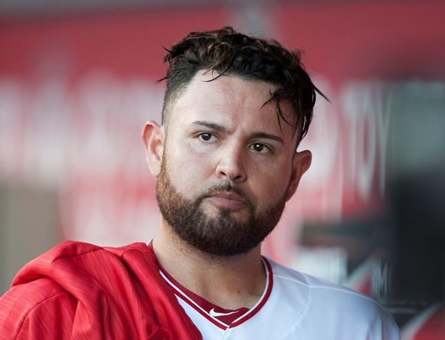 Los Angeles Angels&#39 Ricky Nolasco watches from the dugout between innings against the Oakland Athletics in a baseball game Thursday Aug. 4 2016 in Anaheim Calif. The A's won 8-6 in 10 innings