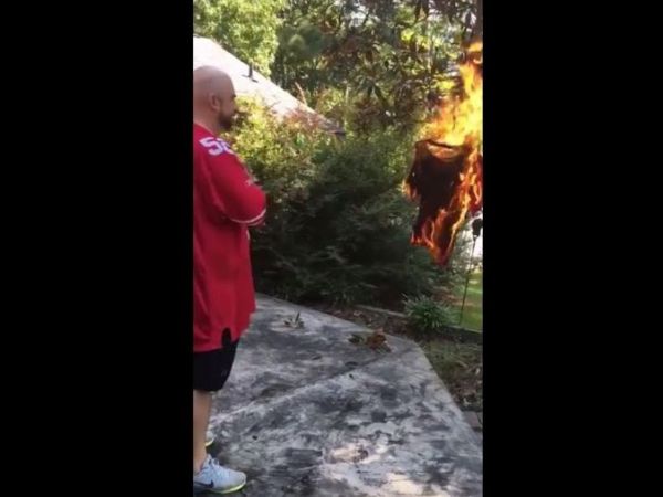 Colin Kaepernick Fan Burns Jersey After National Anthem Snub Watch