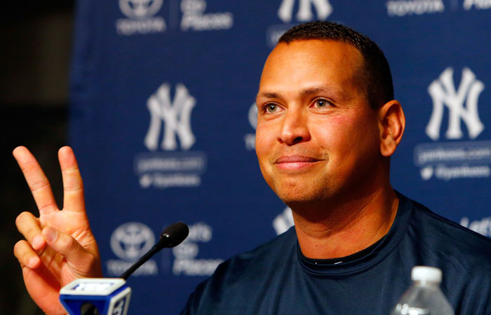 Alex Rodriguez speaks during a news conference Sunday at Yankee Stadium in the Bronx borough of New York City. — AFP