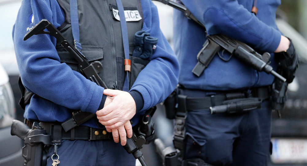 Armed Belgian police officers