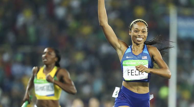 2016 Rio Olympics- Athletics- Final- Women's 4 x 400m Relay Final- Olympic Stadium- Rio de Janeiro Brazil- 20/08/2016. Allyson Felix of USA celebrates as team USA win the gold. REUTERS  Lucy Nicholson FOR EDITORIAL USE ONLY. NOT FOR SALE FOR M