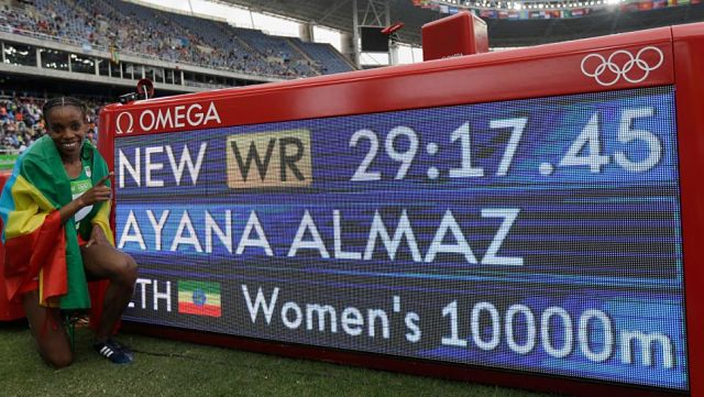 Almaz Ayana shattered the 10,000m world record in 29 minutes 17.45 seconds at the 2016 Rio Olympic on Friday August 12th 2016