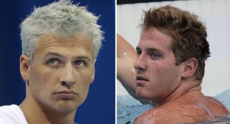 American Loympic swimmers Ryan Lochte left and Jimmy Feigan right