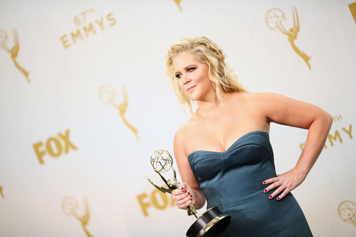 Actress  writer Amy Schumer winner of the award for Outstanding Variety Sketch Series for 'Inside Amy Schumer&#039, poses in the press room at the 67th Annual Primetime Emmy Awards at Microsoft Theater