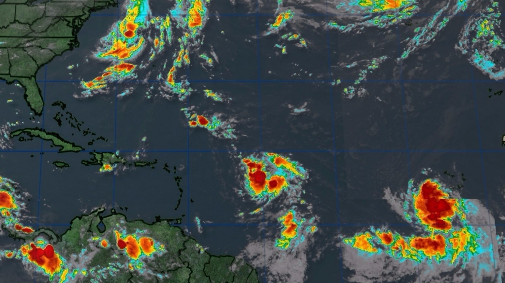 An enhanced satellite map showing the Atlantic basin