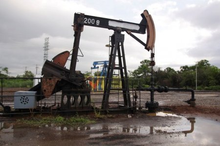 An oil pump is seen in Lagunillas Venezuela