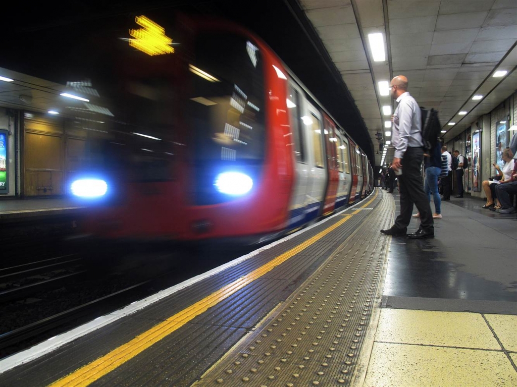 An underground train arrives at St. James's Park in London on Aug. 17. Christoph Wiesel  Christoph Wiesel