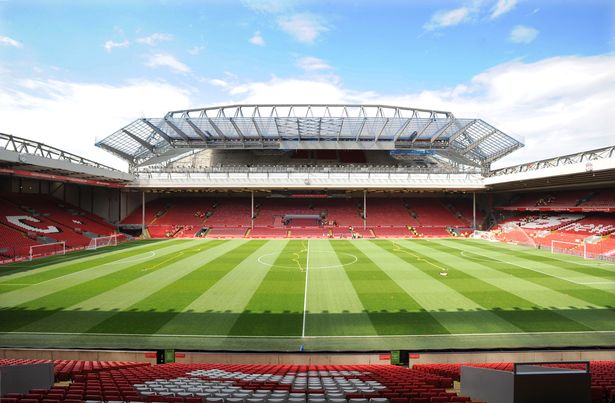 Main Stand towering over the pitch at Anfield