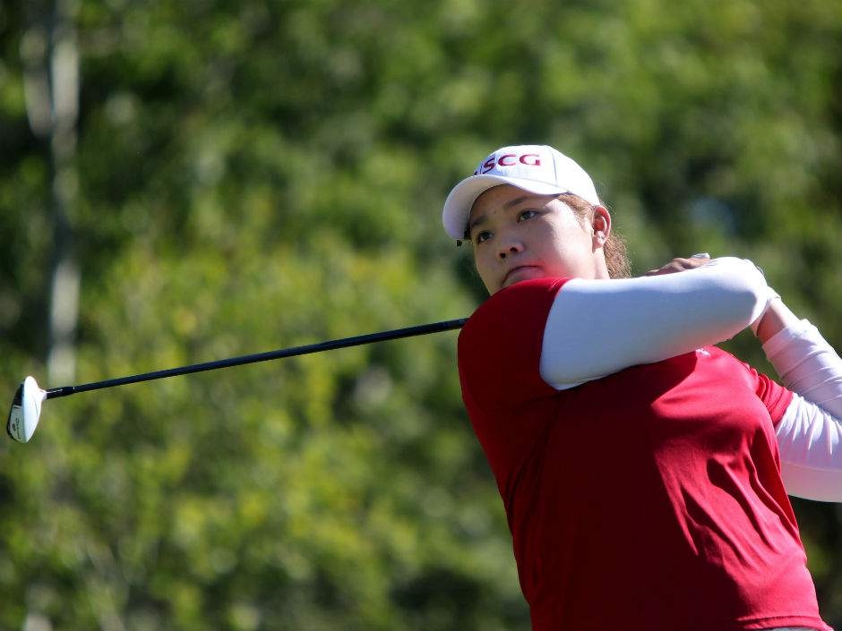 Ariya Jutanugarn of Thailand leads at Canadian Pacific Women's Open at Priddis Greens Golf and Country Club near Calgary Alberta