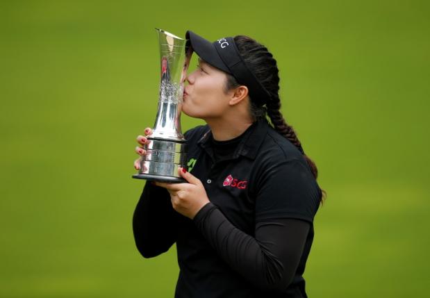 Britain Golf- RICOH Women's British Open 2016- Woburn Golf & Country Club England- 31/7/16Thailand's Ariya Jutanugarn celebrates with the trophy after winning the Women's British Open 2016 Action Images via Reuters  Andrew CouldridgeLivepic