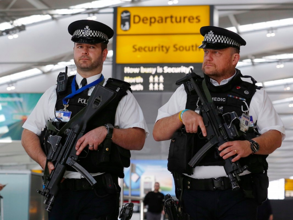 Armed police at Terminal 5 Heathrow- March 22