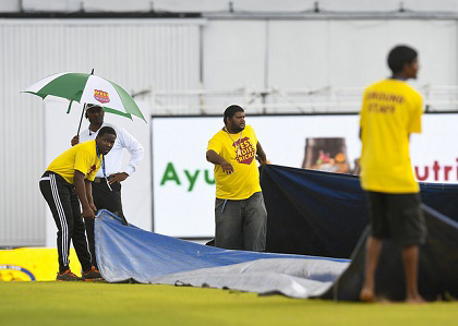 Attempted mopping up operations by ground-staff at Queen’s Park Oval were all in vain