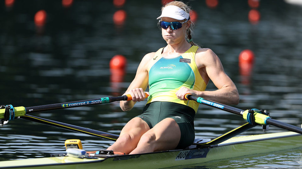 Australia's Kimberley Brennan faced bad weather on Saturday