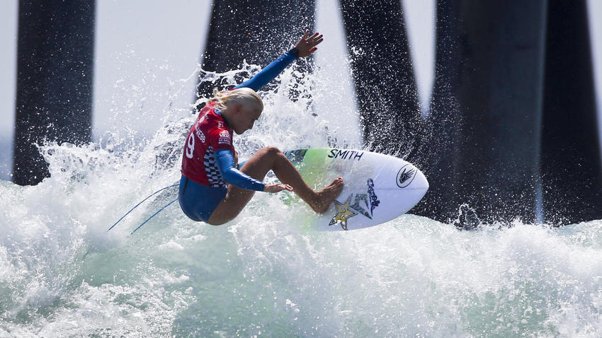 Tatiana Weston Webb competes in the finals of the U.S. Open of Surfing