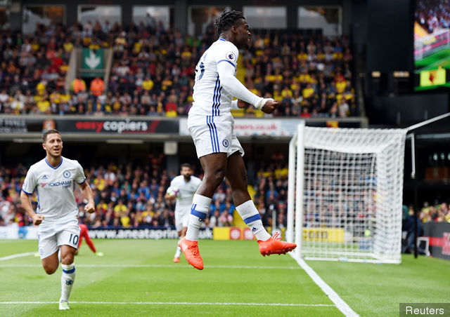 Chelsea's Michy Batshuayi celebrates scoring their first goal