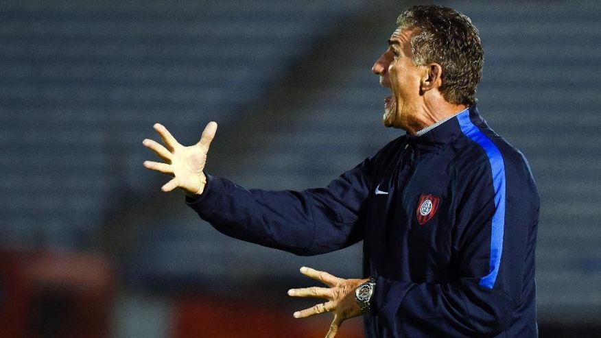 Edgardo Bauza coach of Argentina's San Lorenzo reacts during a Copa Libertadores soccer game against Uruguay's Danubio in Montevideo Uruguay. Bauza has been named on Monday Aug. 1 2016 as the new hea